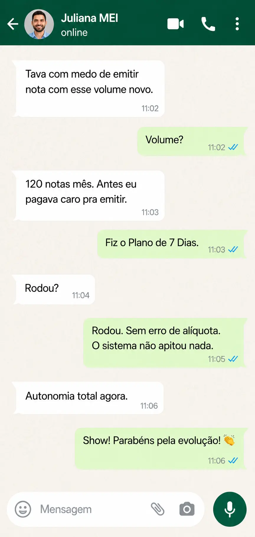 Depoimento de Juliana sobre o Sistema IVA