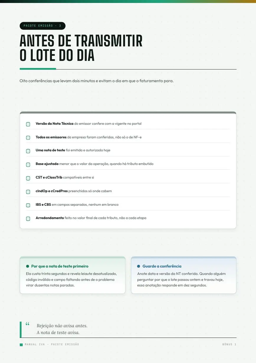 Checklist do Pacote Emissão